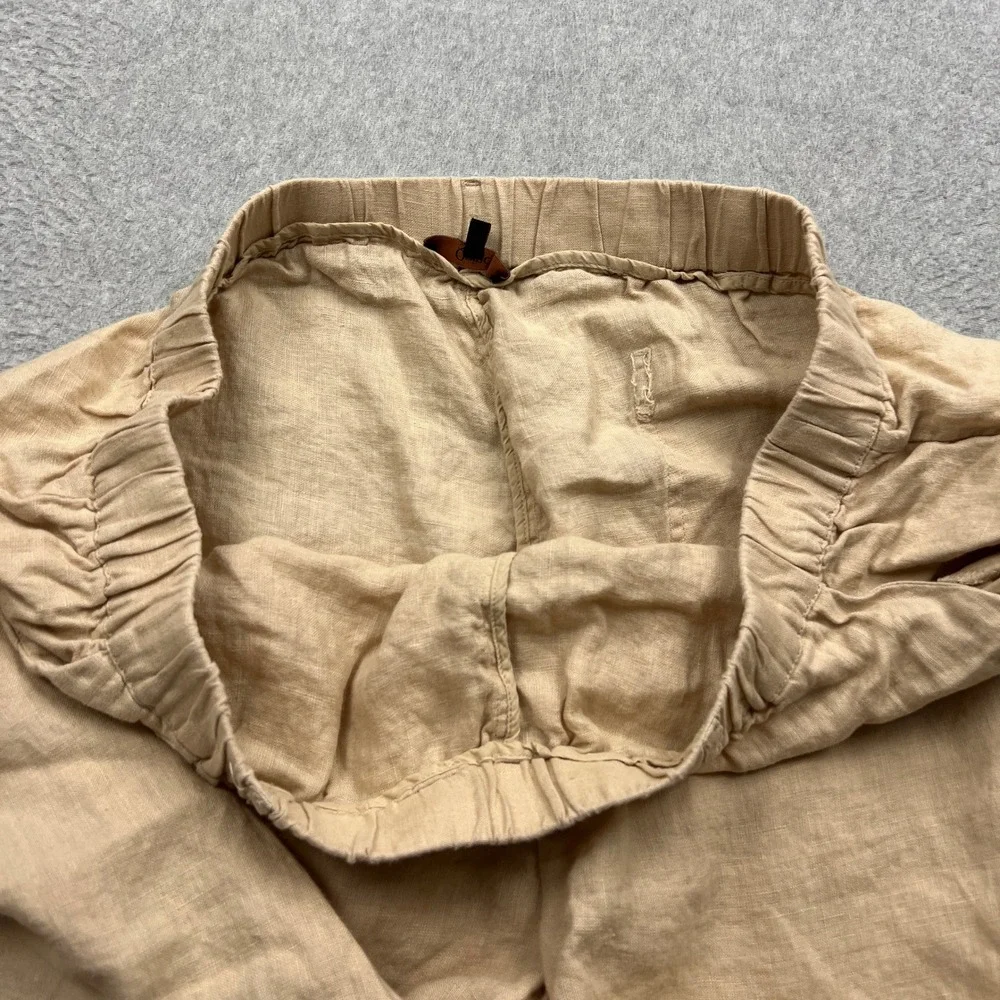 Quince 100% European Linen Pants Womens XL Driftwood Beige Wide Leg Cropped 25